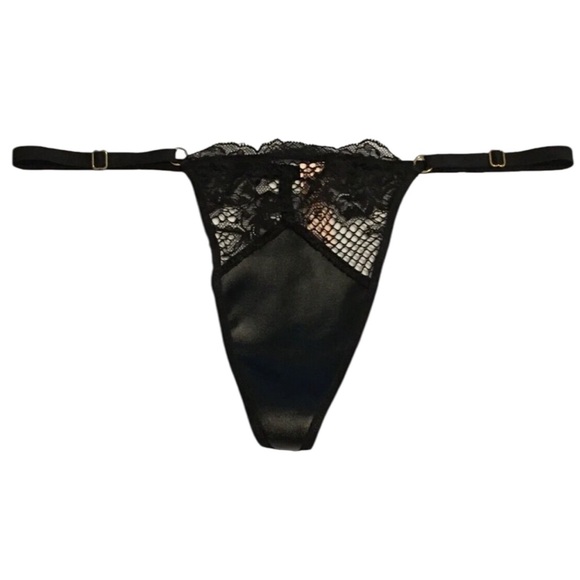 2022 Victoria's Secret Faux Leather and Lace Thong Size Medium NWT - Picture 3 of 7